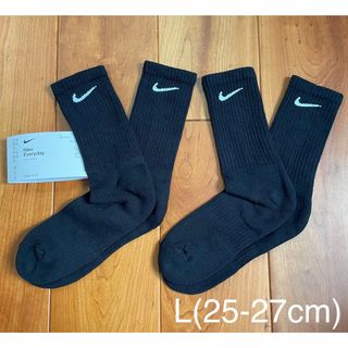 ナイキ(NIKE)の新品　ナイキ　L(25-27cm)  クッション　クルーソックス　黒2足セット(ソックス)