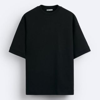 ザラ(ZARA)のザラ　プレミアム　コットン　T シャツ　黒　XL 無地　シンプル　ストリート(Tシャツ/カットソー(半袖/袖なし))