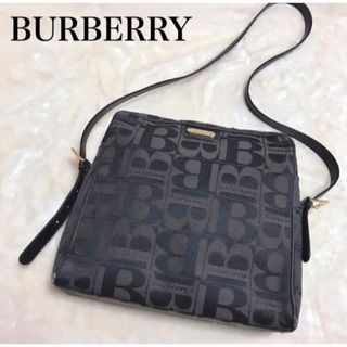 バーバリー(BURBERRY)の希少モデル Burberry ショルダーバッグ B柄 キャンバス レザー 黒(ショルダーバッグ)