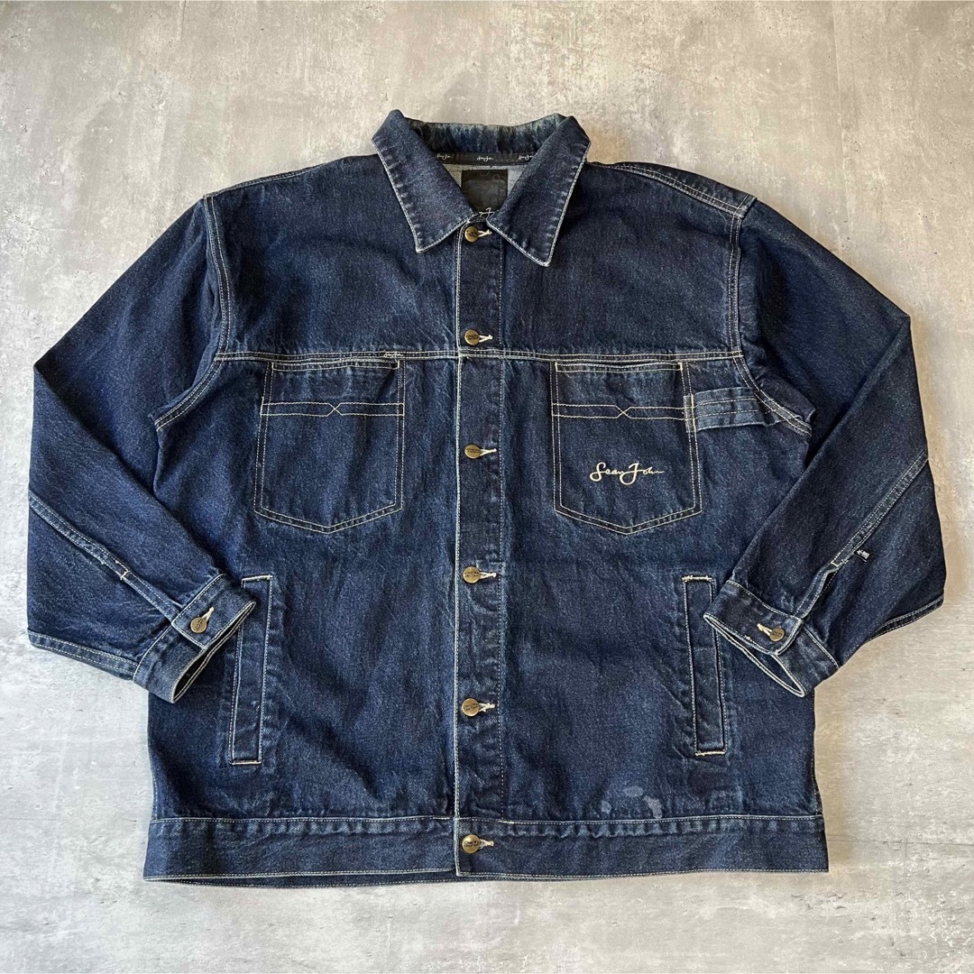SeanJohn デニムジャケット インディゴ ワンポイント刺繍入りused - G SeanJohn デニムジャケット インディゴ ワンポイント刺繍入りused - G