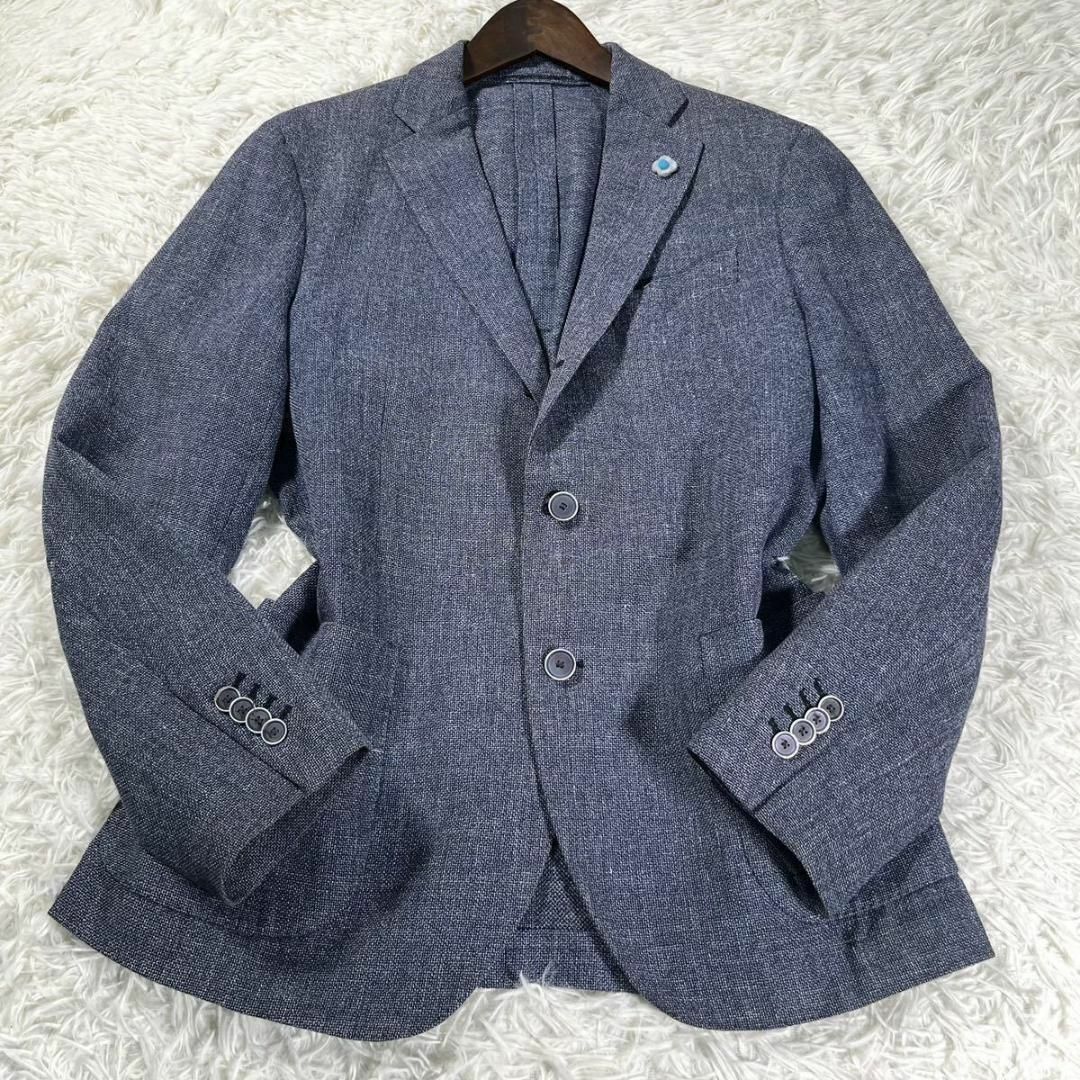 美品】LARDINI ラルディーニ リネン 段返り3Bテーラードジャケット-