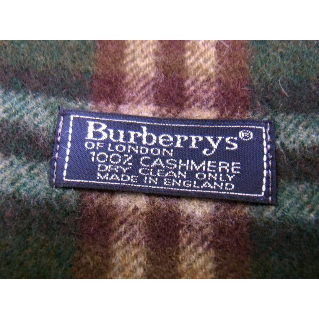 BURBERRY(バーバリー)の■新品同様■ Burberrys バーバリーズ ノバチェック カシミヤ100％ フリンジ マフラー ストール レディース グリーン系 AK3175ｍh レディースのファッション小物(マフラー/ショール)の商品写真