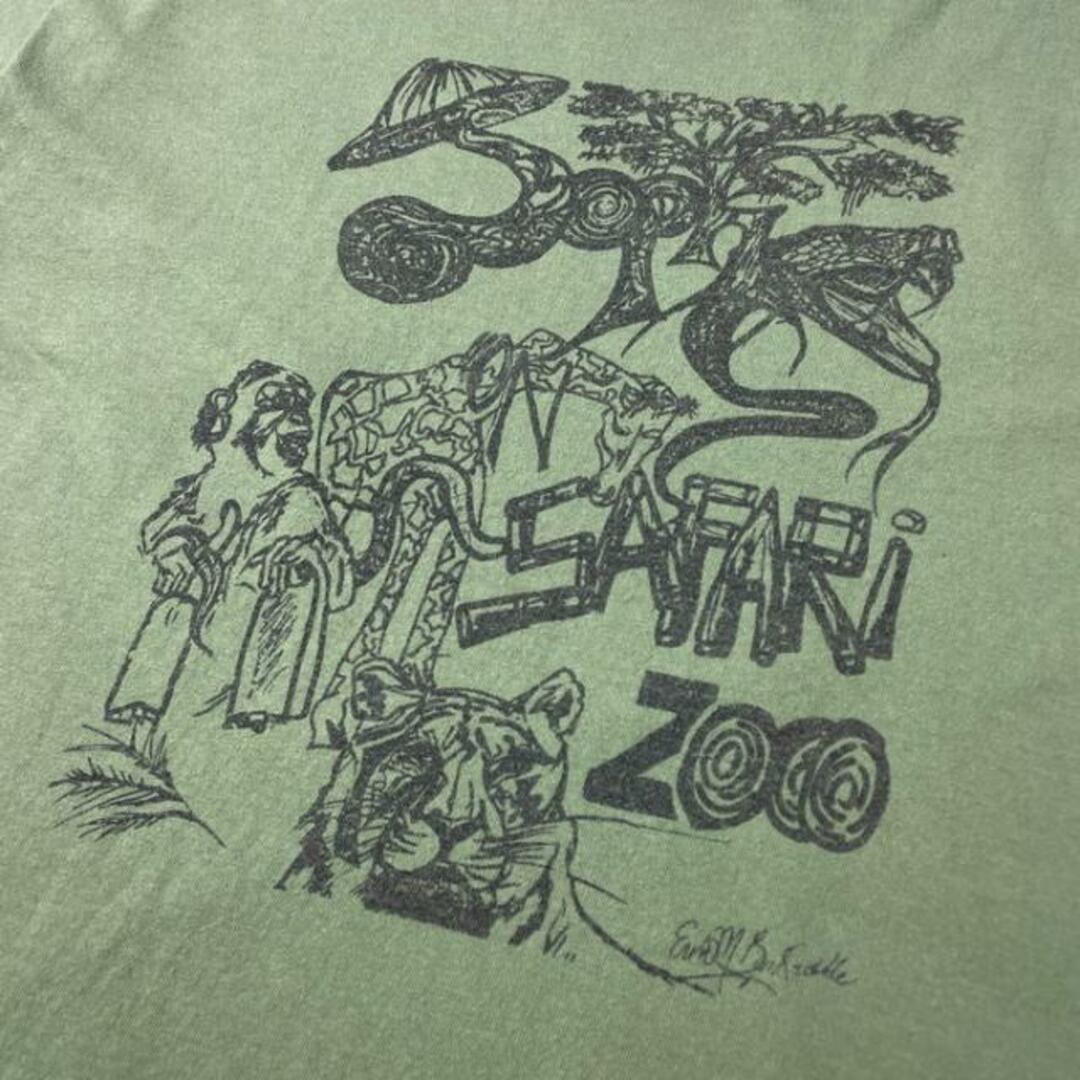 90年代 USA製 SOPH ON SAFARI ZOOO  アニマル アート プリントTシャツ メンズL