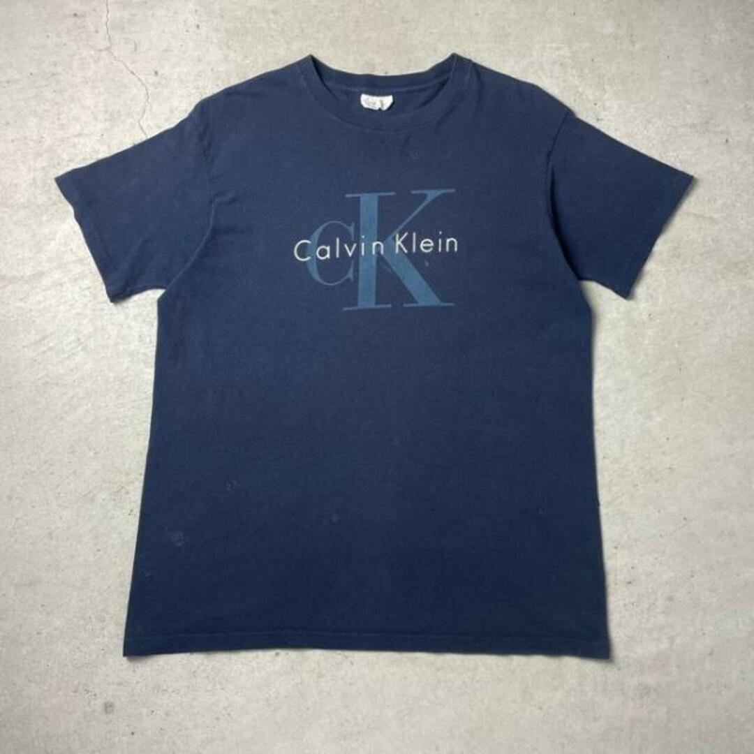 90年代 USA製 Calvin Klein カルバンクライン CK ロゴプリント Tシャツ メンズL
