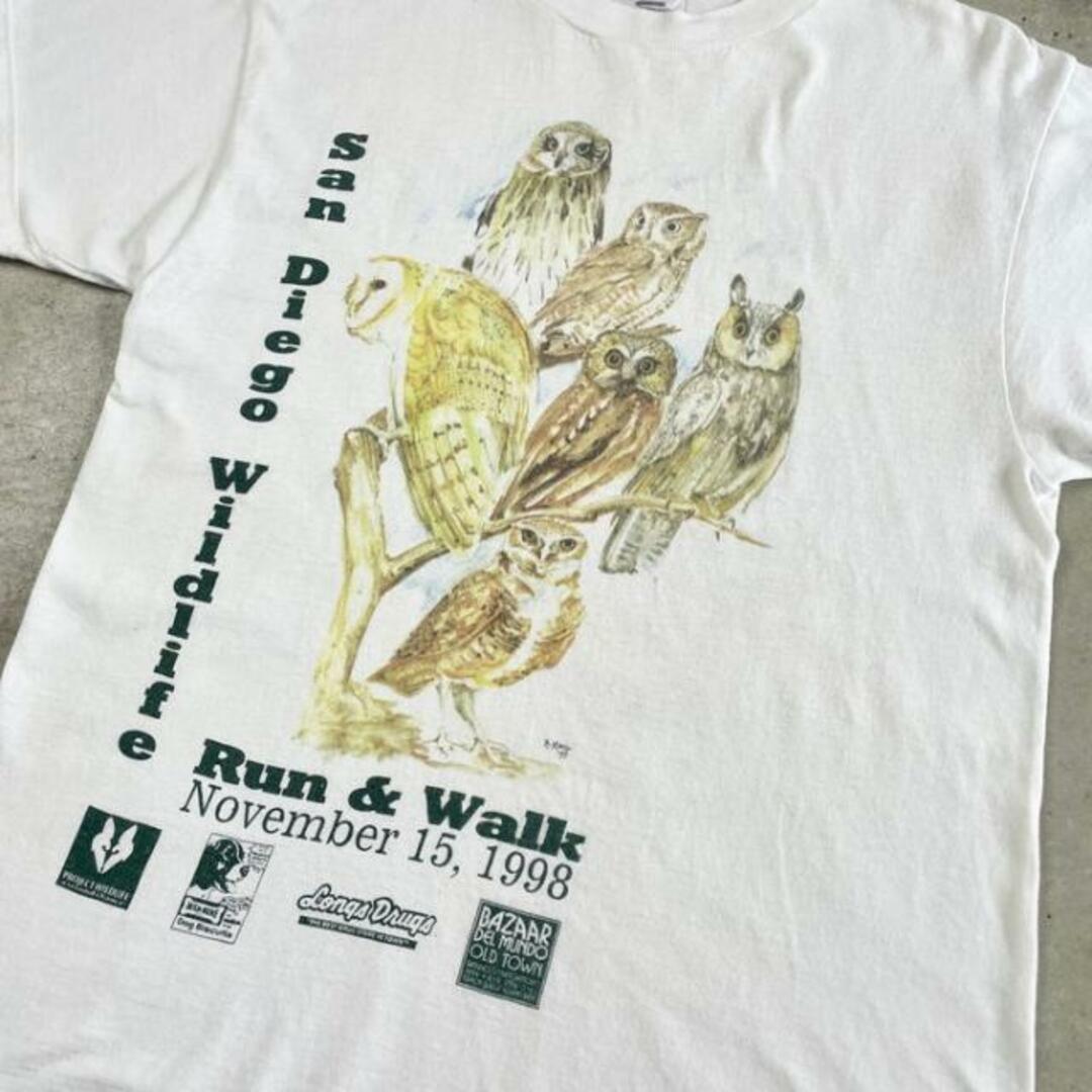 90年代 SAN DIEGO WILD LIFE RUN&WALK フクロウ イベント アニマル アート プリントTシャツ メンズM