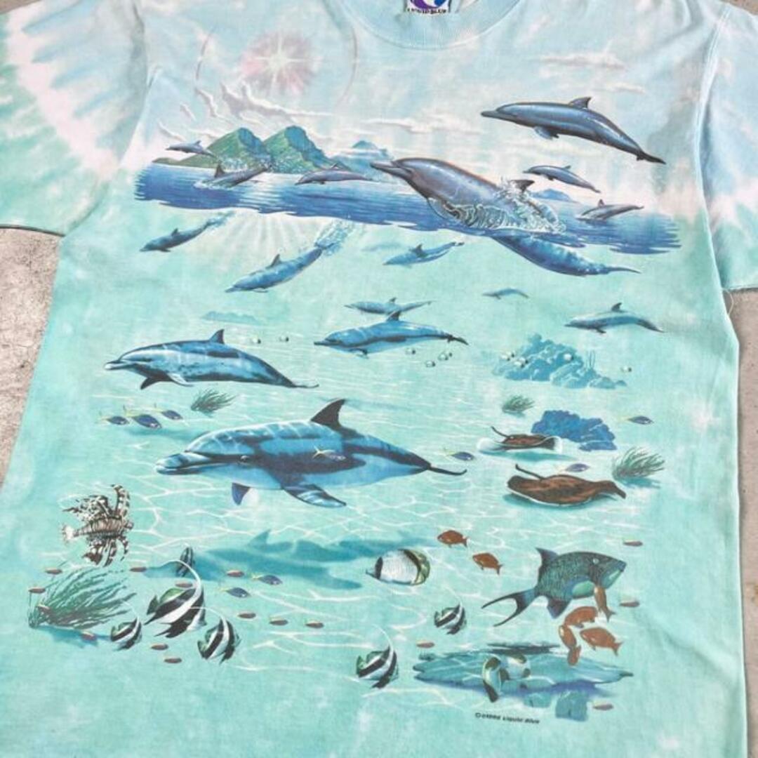 90年代 USA製 LIQUID BLUE 海 タイダイ  アート ビッグプリント Tシャツ メンズL