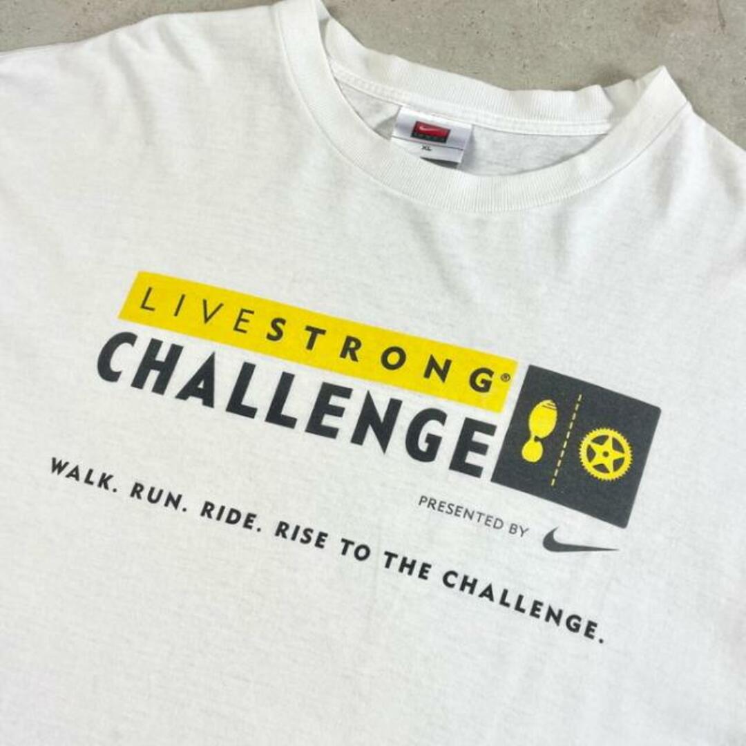 00年代 NIKE TEAM ナイキ LIVESTRONG CHALLENGE イベント ロゴプリント Tシャツ メンズXL