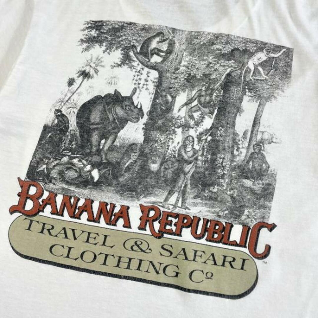 80年代 BANANA REPUBLIC バナナリパブリック TRAVEL & SAFARI アニマル バックプリント ポケットTシャツ メンズM相当