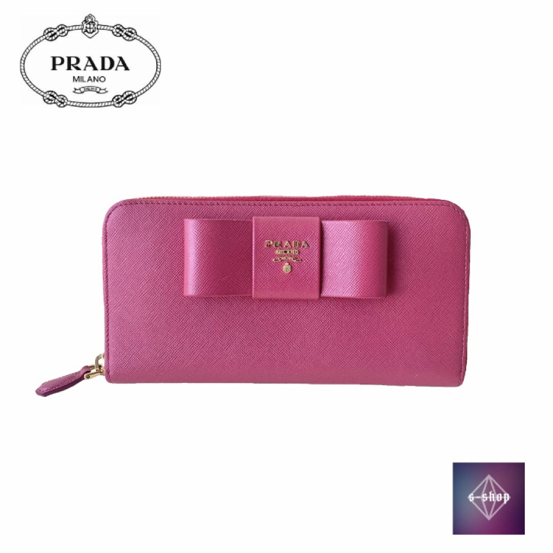 PRADA プラダ サフィアーノ 財布 リボン 1ML506 ピンク 正規品