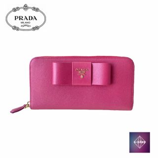 プラダ(PRADA)のPRADA プラダ サフィアーノ 財布 リボン 1ML506 ピンク 正規品(財布)