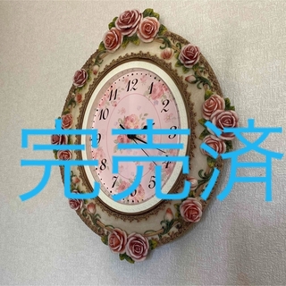 アンティーク調　バラいっぱい　壁掛け時計(掛時計/柱時計)