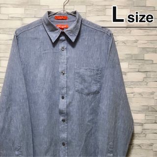 シャツ(shirts)のシャツ　長袖　Lサイズ　デニム風　ライトブルー　USA古着　JOE FRESH(シャツ)