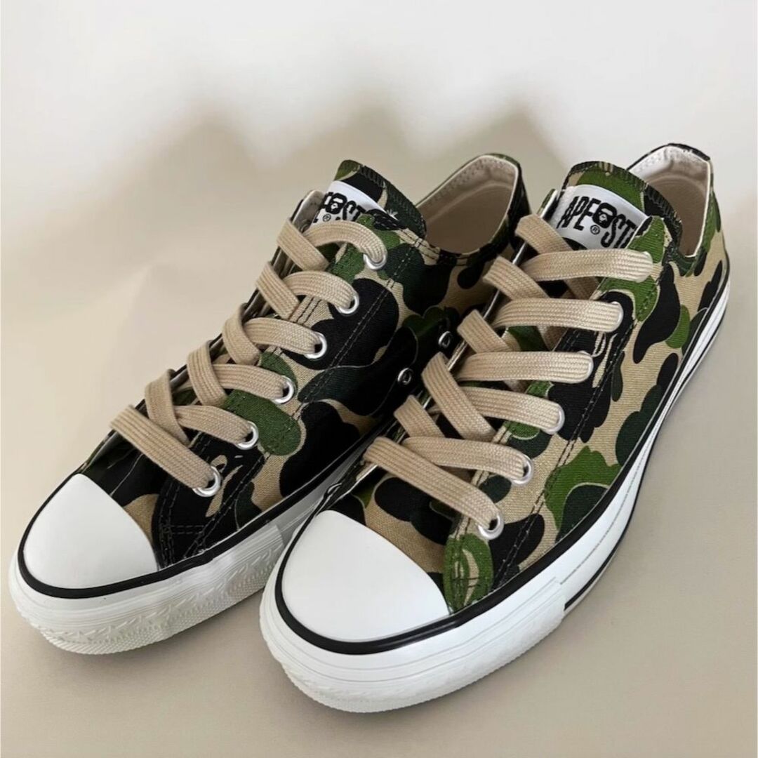 BAPE ズック靴 メンズ 迷彩 グリーン US8 26cm