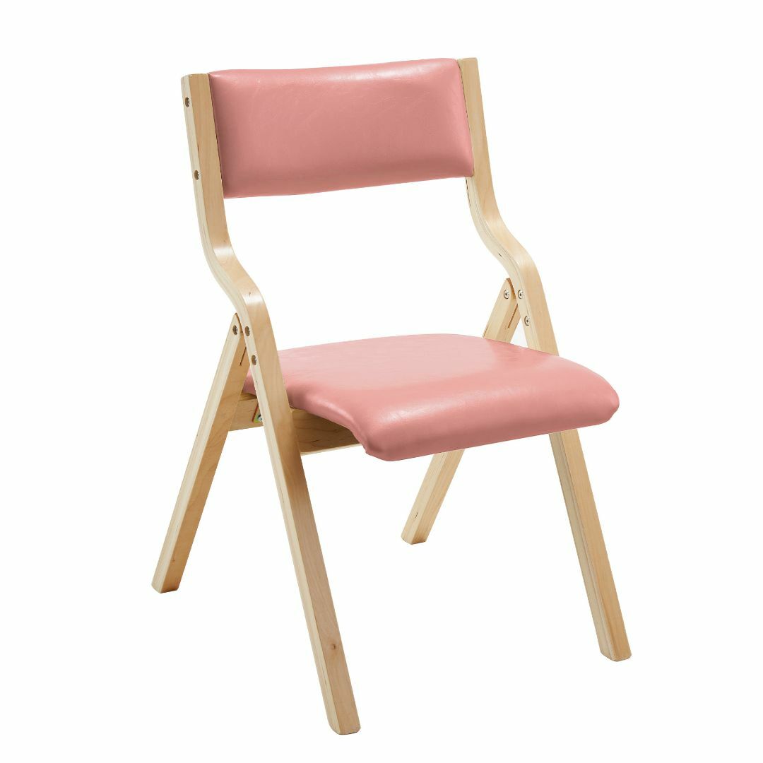 ピンク ダイニングチェア PU 木製 椅子  カバー洗える