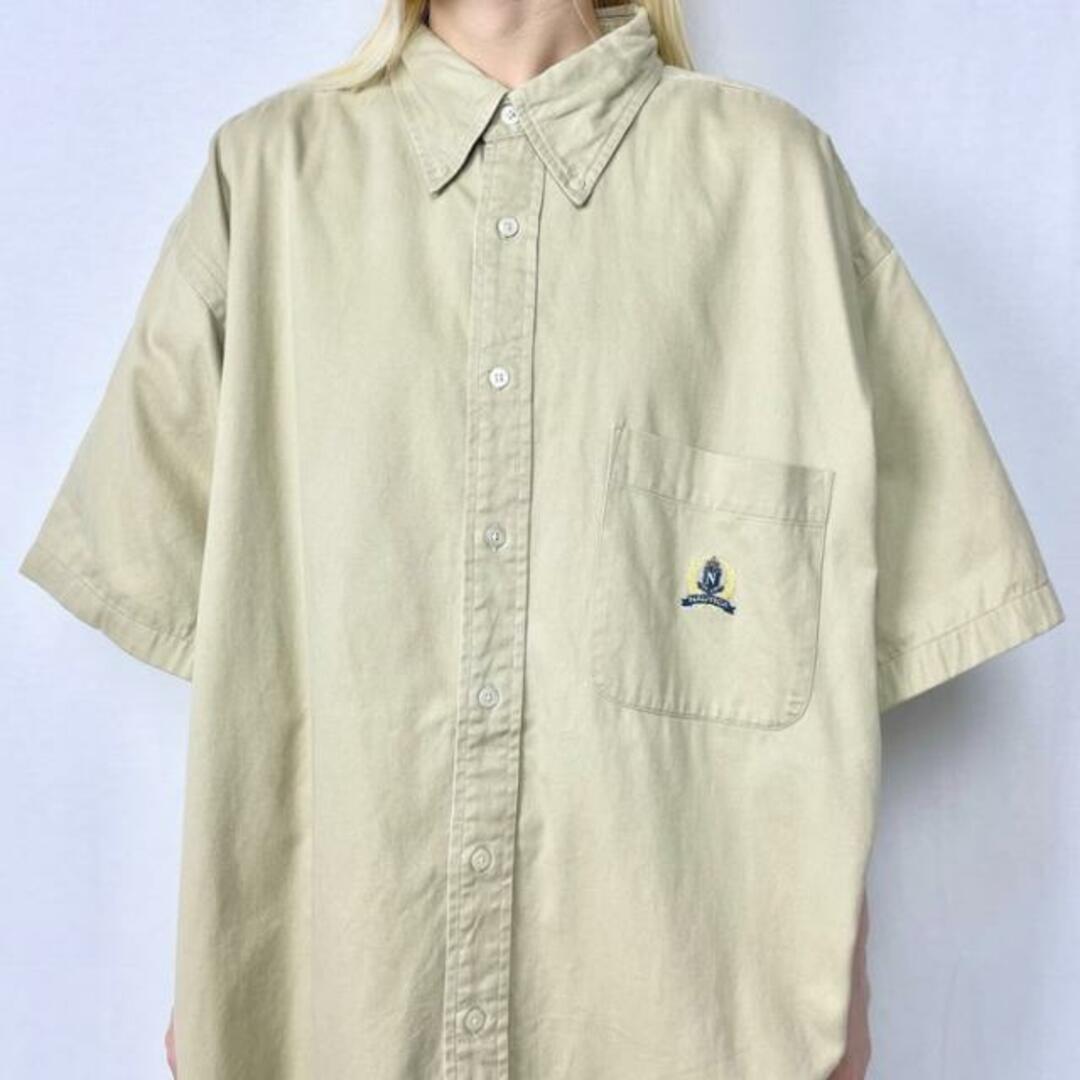 90年代 NAUTICA ノーティカ ロゴ刺繍 半袖シャツ メンズXL