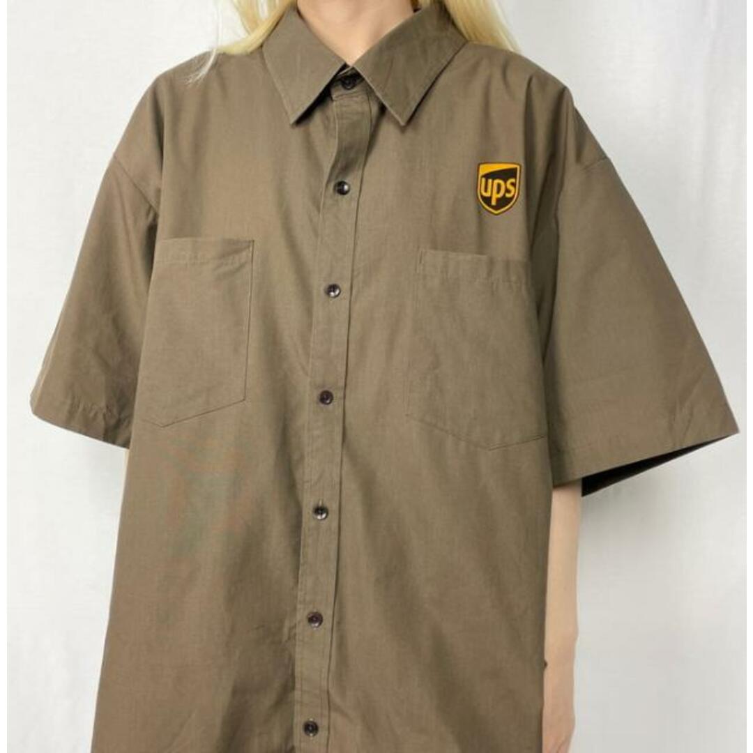 ビッグサイズ ups 企業ロゴ ワッペン 半袖ワークシャツ メンズ3XL