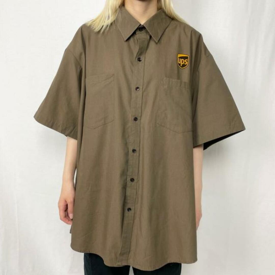 ビッグサイズ ups 企業ロゴ ワッペン 半袖ワークシャツ メンズ3XL 1