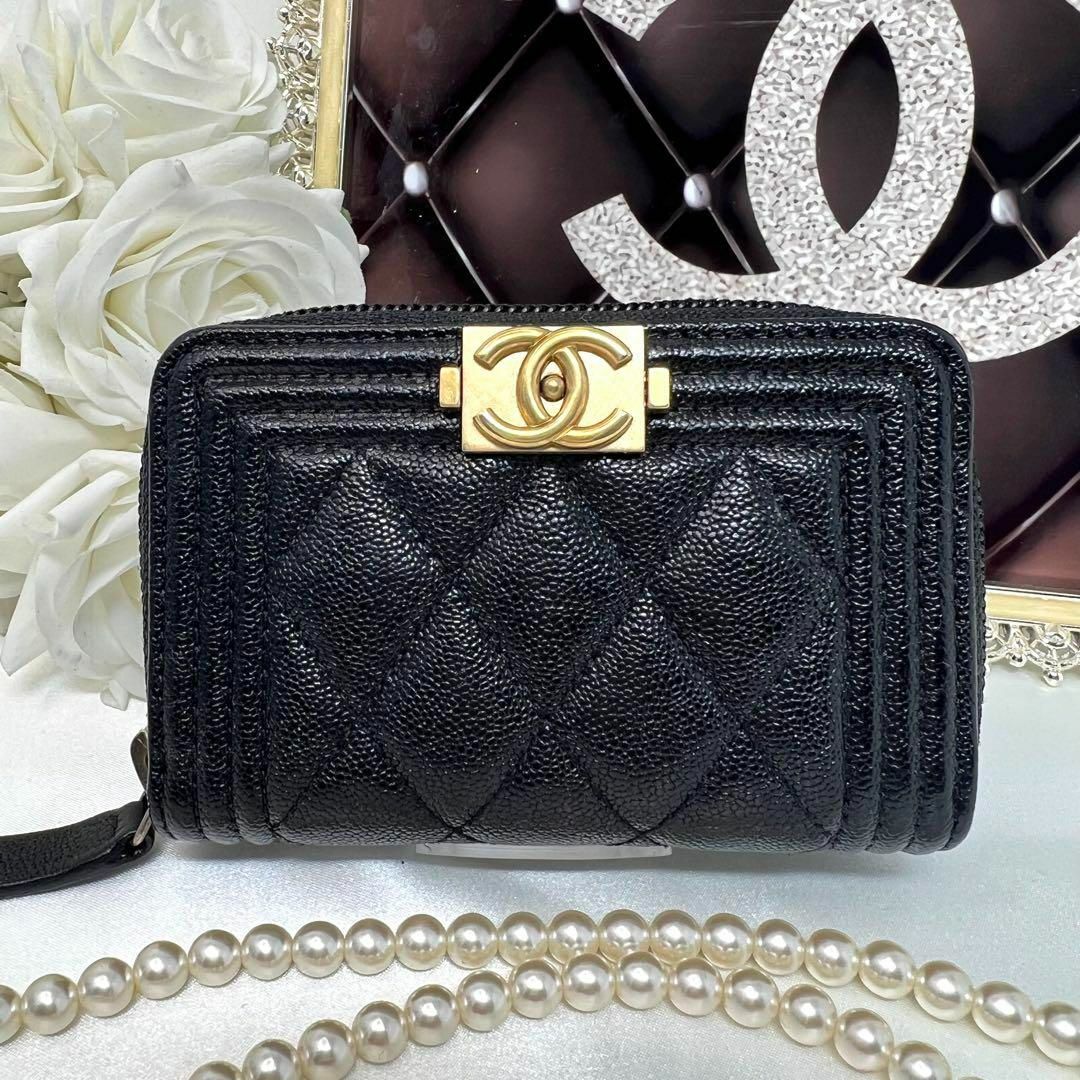 正規品 CHANEL◇ボーイシャネル キャビアスキン コインケース 財布◇美品-