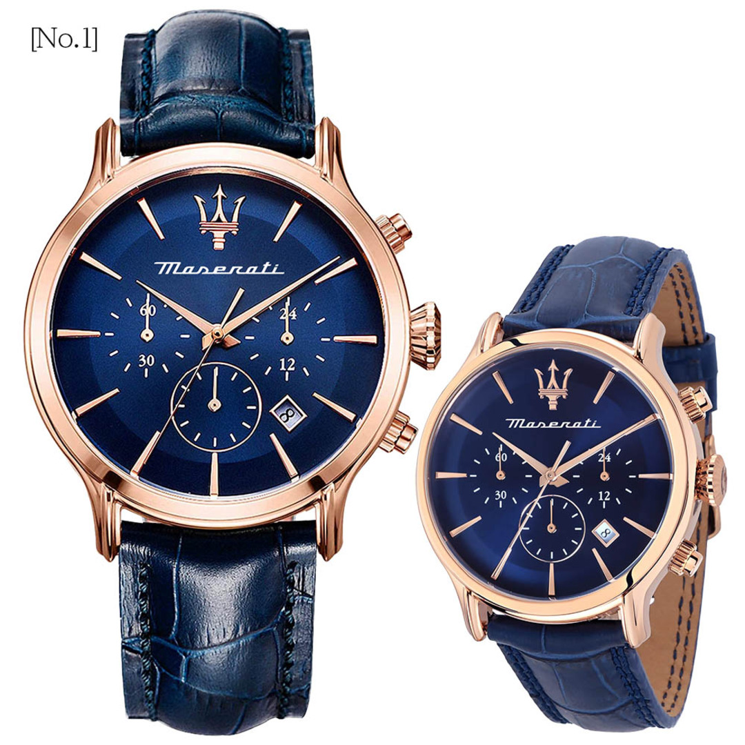 【新品】マセラティ MASERATI メンズ 腕時計 エポカ EPOCA クロノグラフ クオーツ ローズゴールド ブルー レザーベルト R8871618013 (旧型番 R8871618007)