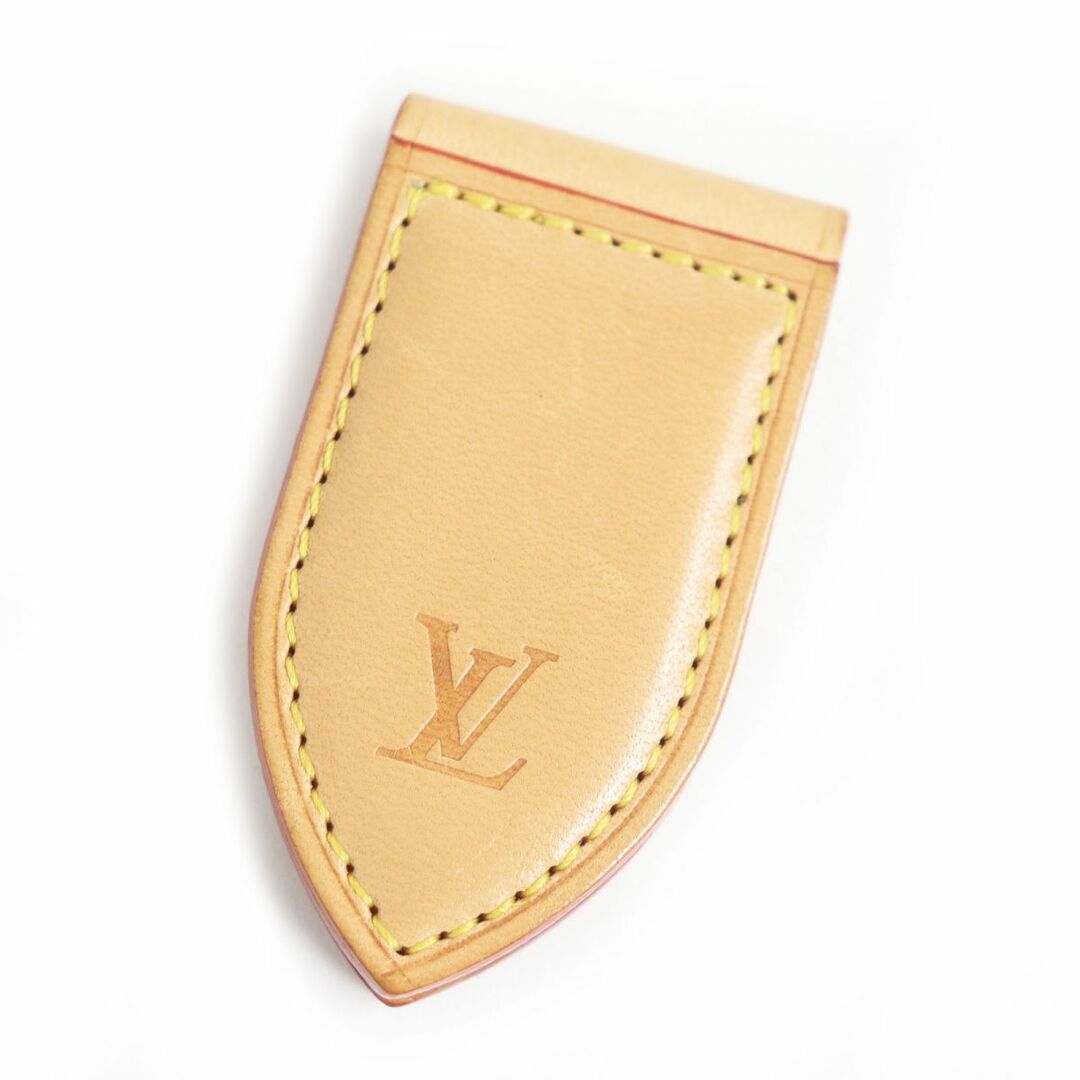 LOUIS VUITTON(ルイヴィトン)の美品□LOUIS VUITTON/ルイヴィトン M64692 パンス ア ビエ ロゴ入り ヌメ革 レザー マグネット マネークリップ/札ばさみ ベージュ 仏製 メンズのファッション小物(マネークリップ)の商品写真