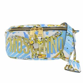 モスキーノ(MOSCHINO)の新品 モスキーノ Moschino レザー ボディバッグ ウエストポーチ ライトブルー 水色 ホワイト 白 マルチカラー 2A7715 Y01546(ボディバッグ/ウエストポーチ)