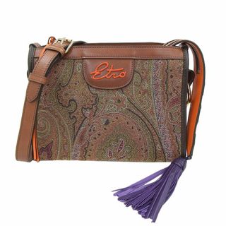 エトロ(ETRO)の未使用 エトロ ETRO キャンバス レザー ショルダーバッグ 斜め掛けバッグ ブラウン系 2018 1H997 参考価格 130900円 Y01548(ショルダーバッグ)