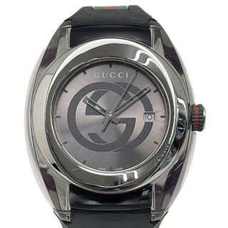 グッチ(Gucci)の☆☆GUCCI グッチ シンク 137.1 グレーシルバー×ブラック クォーツ メンズ 腕時計 ラバー 箱有(腕時計(アナログ))