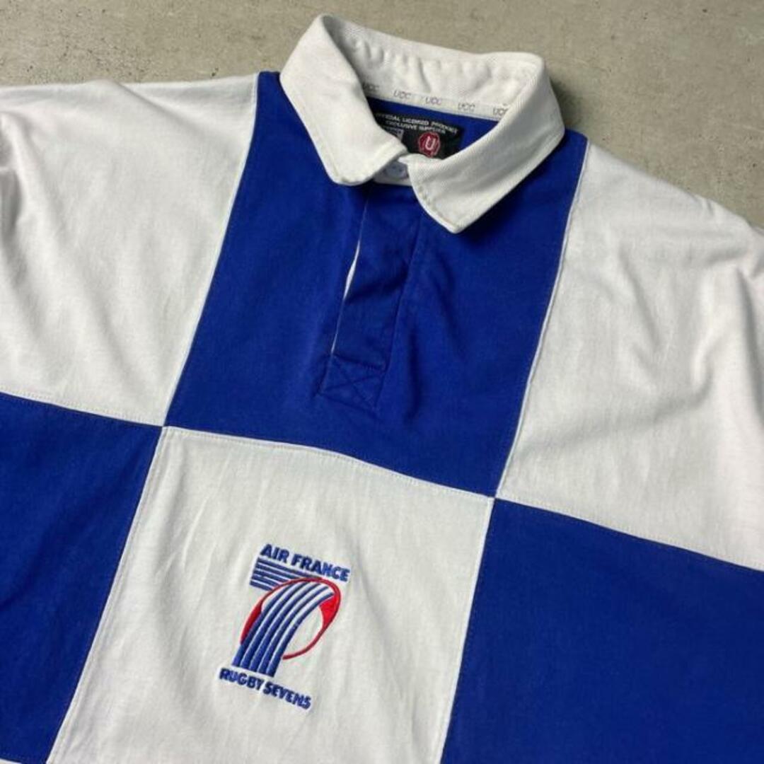 air france rugby sevens ロゴ刺繍 半袖 ラガーシャツ メンズXL