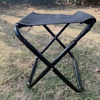 折りたたみ椅子 コンパクト アウトドア チェア 釣り 折り畳み 軽量 袋付 黒(折り畳みイス)