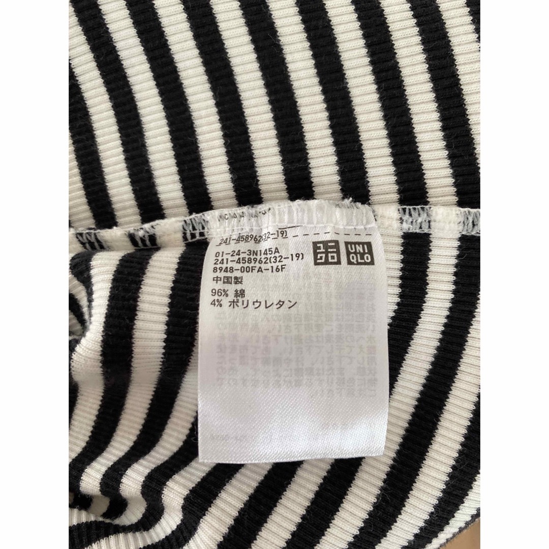 UNIQLO(ユニクロ)のユニクロ　リブボーダーTシャツ レディースのトップス(Tシャツ(半袖/袖なし))の商品写真