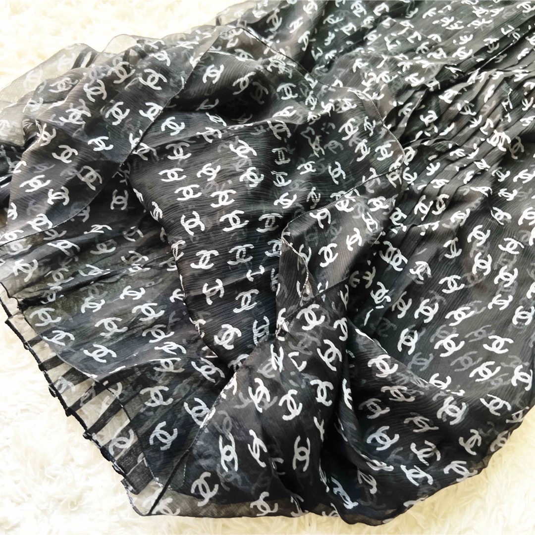 CHANEL(シャネル)の極美品　CHANEL シャネル　シルクシフォン　ワンピース　ドレス　キャミソール レディースのスカート(ひざ丈スカート)の商品写真