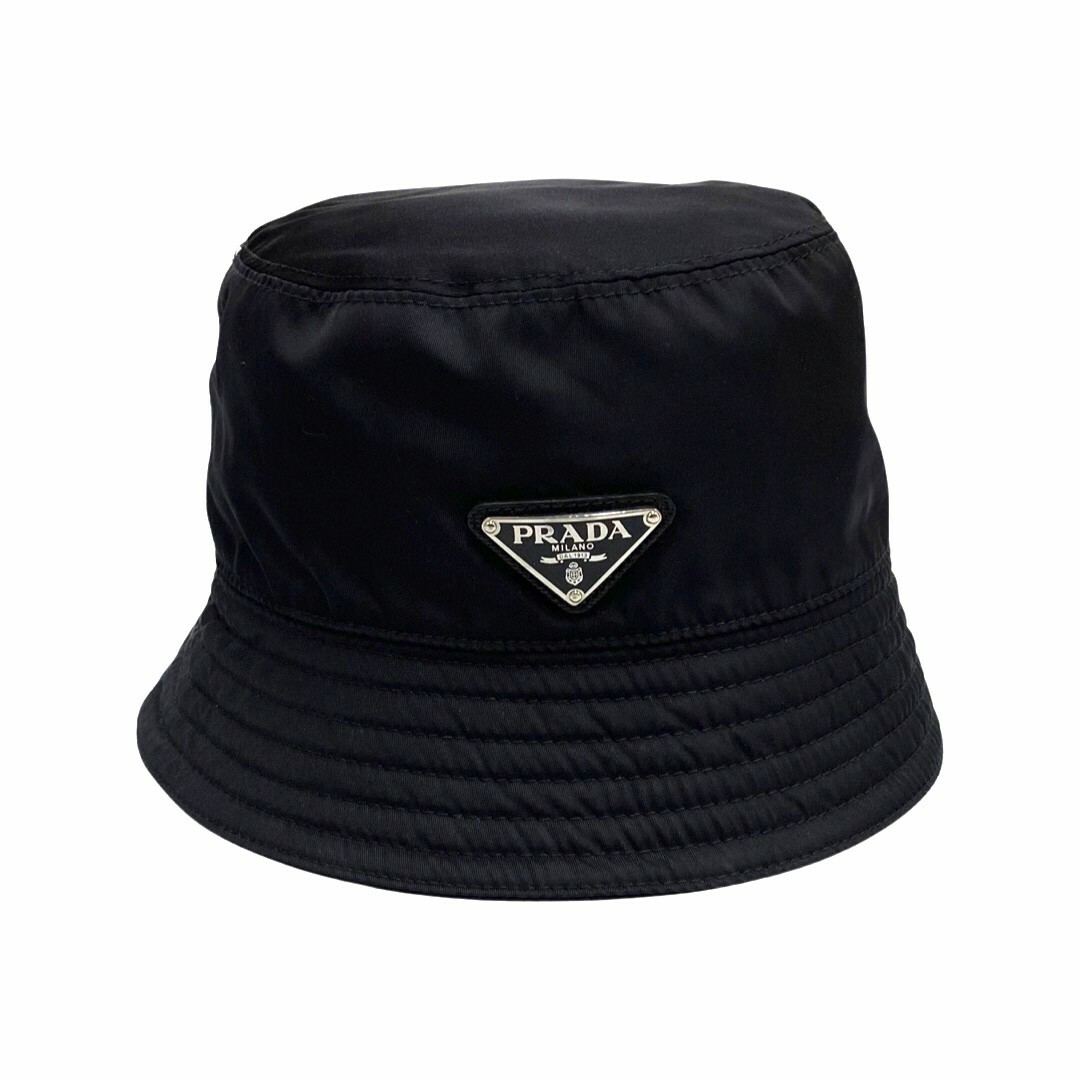 極美品 PRADA プラダ バケットハット ナイロン ブラック 三角ロゴ-