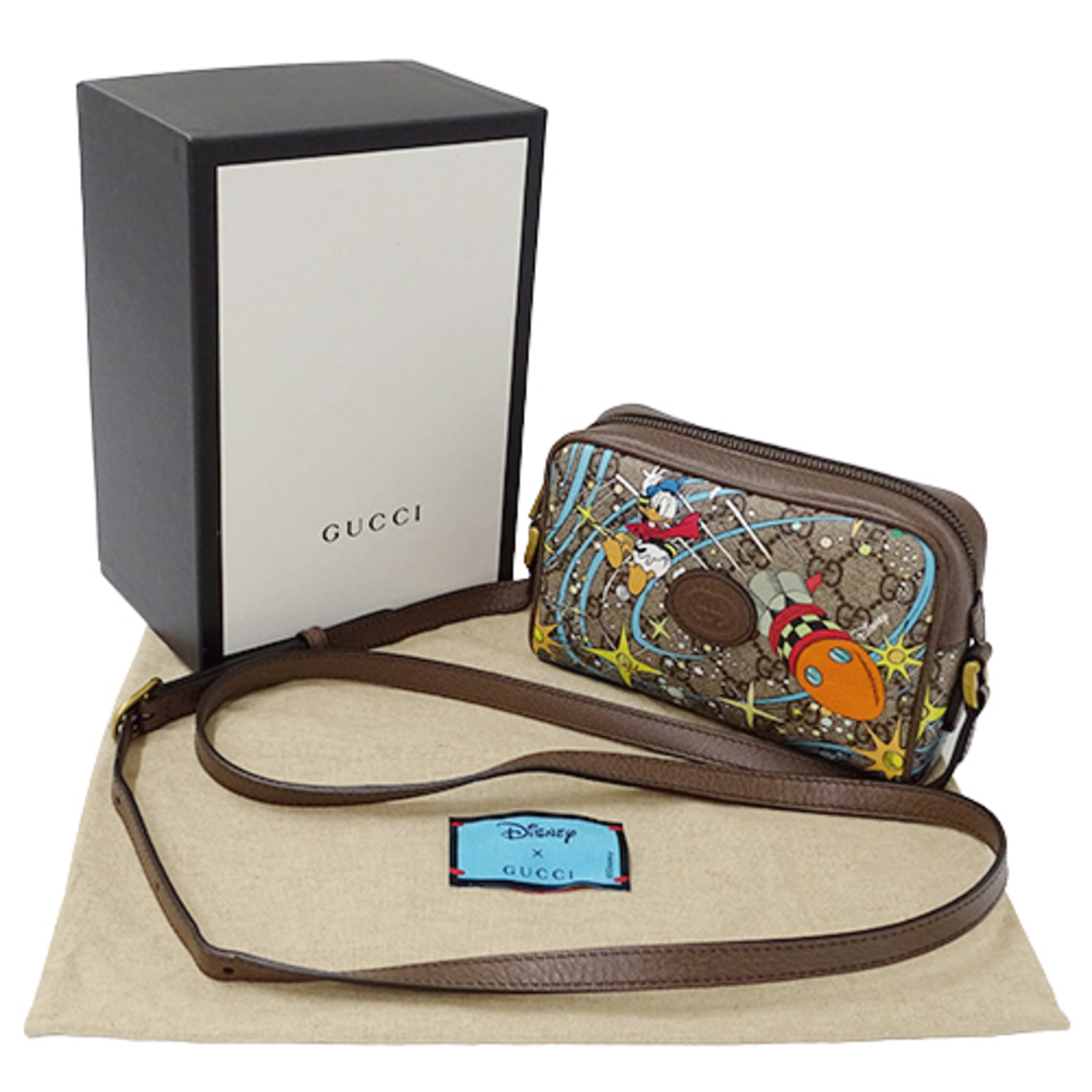 グッチ GUCCI バッグ レディース ブランド ショルダーバッグ GGスプリーム ブラウン ベージュ 648124 ディズニー コラボ ドナルドダッグ 斜め掛け おしゃれ コンパクト 【中古】