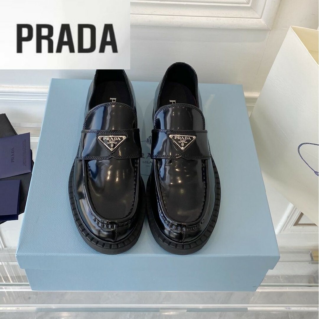 PRADA - 23.5 PRADA☆プラダ チョコレートブラッシュドレザー