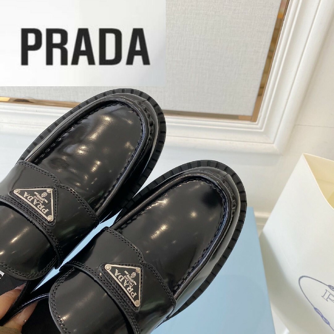 PRADA - 23.5 PRADA☆プラダ チョコレートブラッシュドレザー