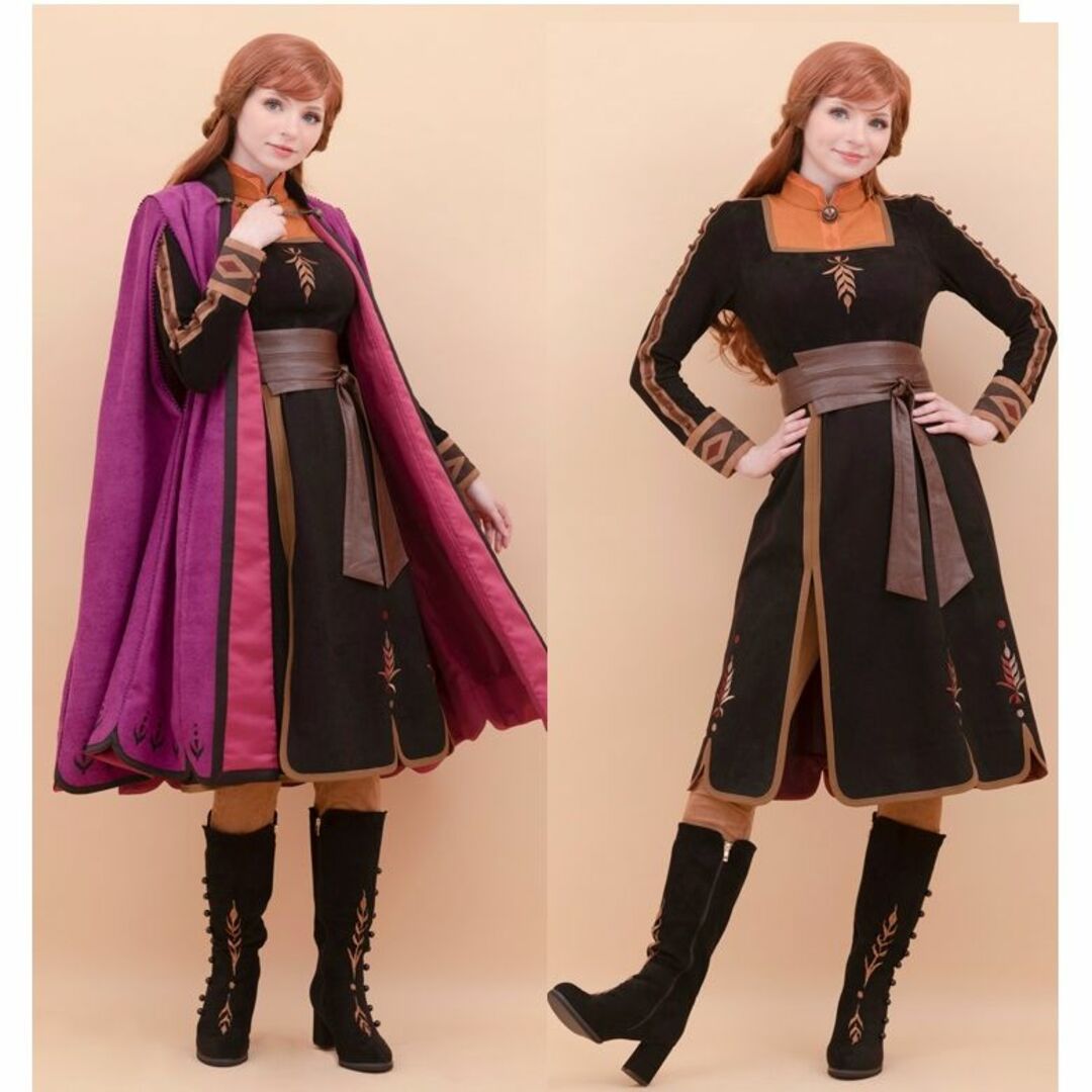 シークレットハニー アナ雪2 冒険アナ トラベル ケープ+ドレス コスプレ-