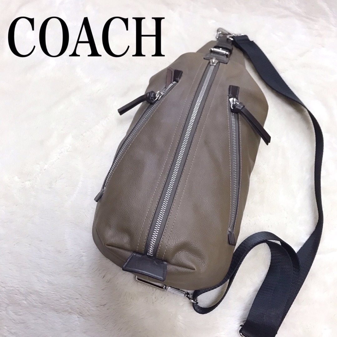 COACH コーチ トンプソン ボディバッグ オールレザー ブラック 美品-