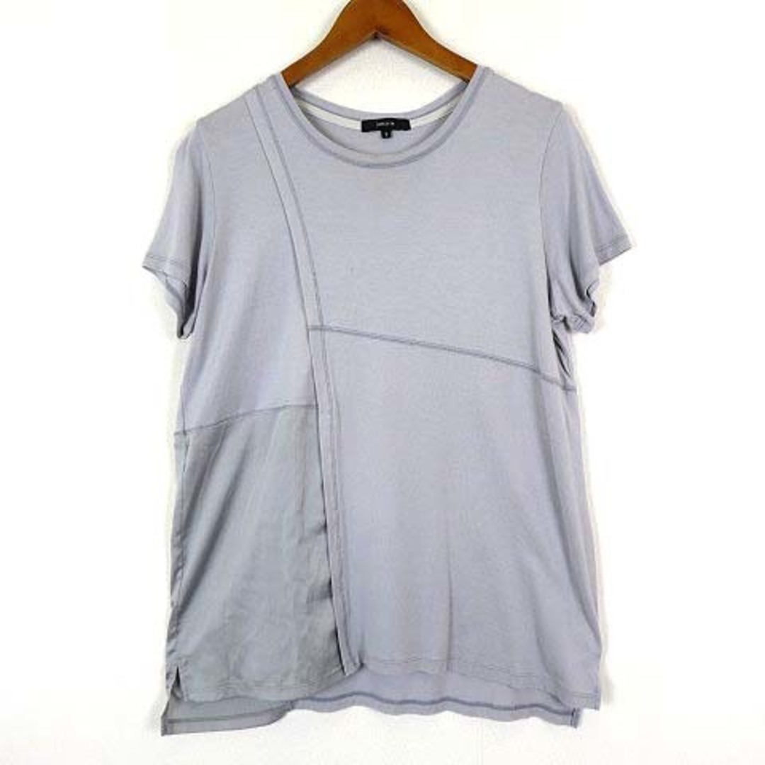 COMME CA ISM(コムサイズム)のコムサイズム カットソー Tシャツ パッチワーク風 異素材 半袖 M グレー  レディースのトップス(カットソー(半袖/袖なし))の商品写真
