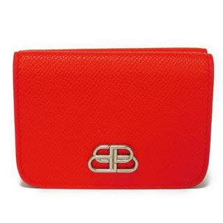 BALENCIAGA バレンシアガ BB ミニ ウォレット グレイン カーフ レッド コンパクトウォレット スナップボタン BBロゴ クラシックレッド  三つ折り財布 601387 0OTXN 6406