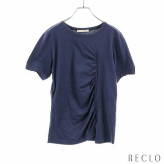 マルニ(Marni)の Tシャツ ネイビー ギャザー(Tシャツ(半袖/袖なし))