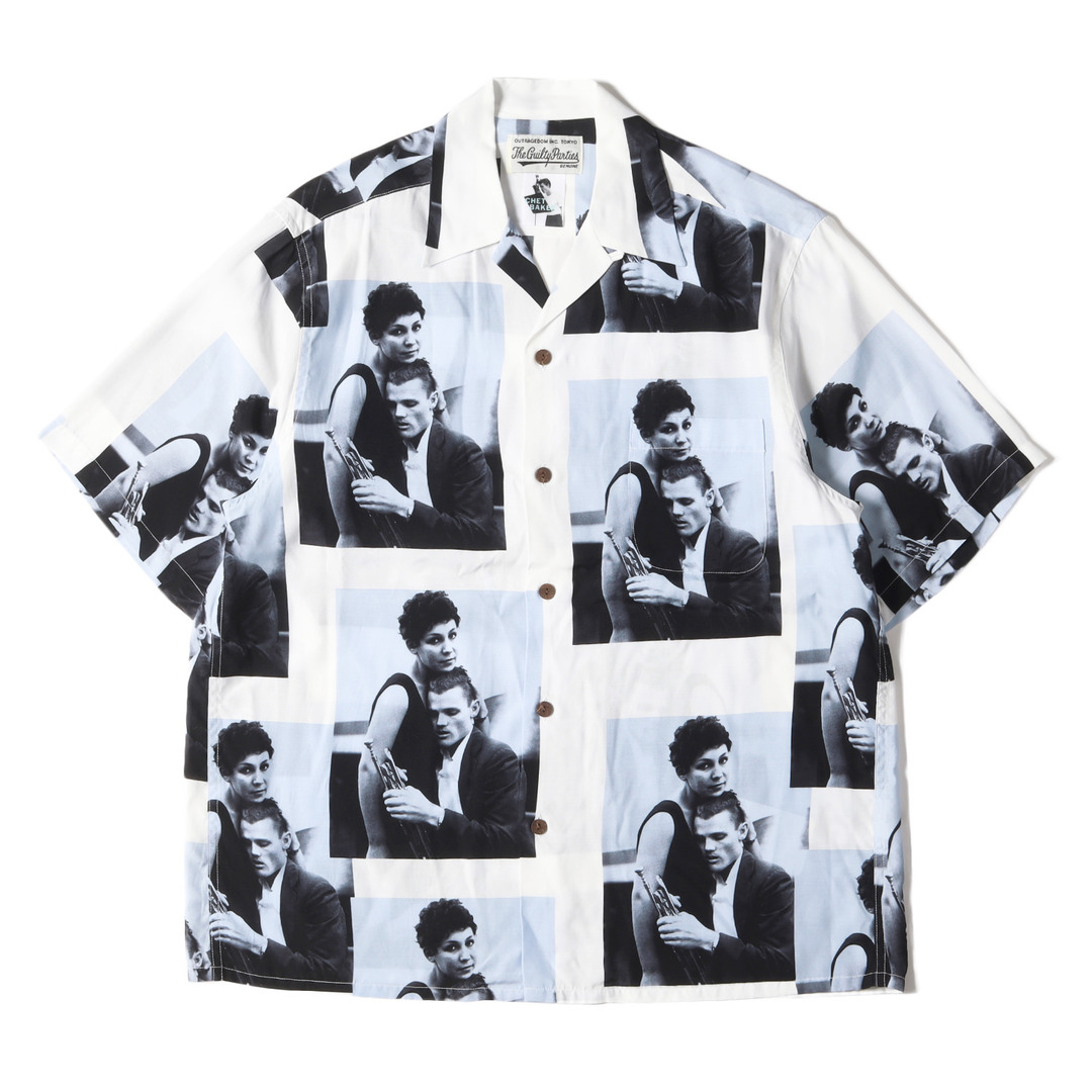 WACKO MARIA ワコマリア シャツ サイズ:S 22SS CHET BAKER チェット・ベイカー レーヨン アロハシャツ HAWAIIAN SHIRT ホワイト ブルー トップス ハワイアンシャツ カジュアルシャツ 半袖 【メンズ】【美品】メンズ