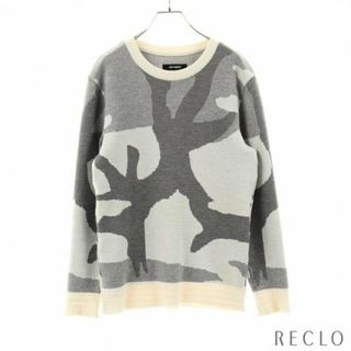 ウノピゥウノウグァーレトレ(1piu1uguale3)の12G CASHWOOL BIG CAMO CREW ニット クルーネック カモフラージュ ウール グレー マルチカラー(ニット/セーター)