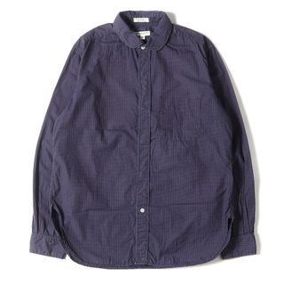 エンジニアードガーメンツ(Engineered Garments)のEngineered Garments エンジニアドガーメンツ シャツ サイズ:M マルチ ポルカドット ラウンドカラー フライフロント 長袖 ドレス シャツ 総柄 丸襟 比翼仕立て ネイビー 紺 トップス カジュアルシャツ 【メンズ】【中古】(シャツ)