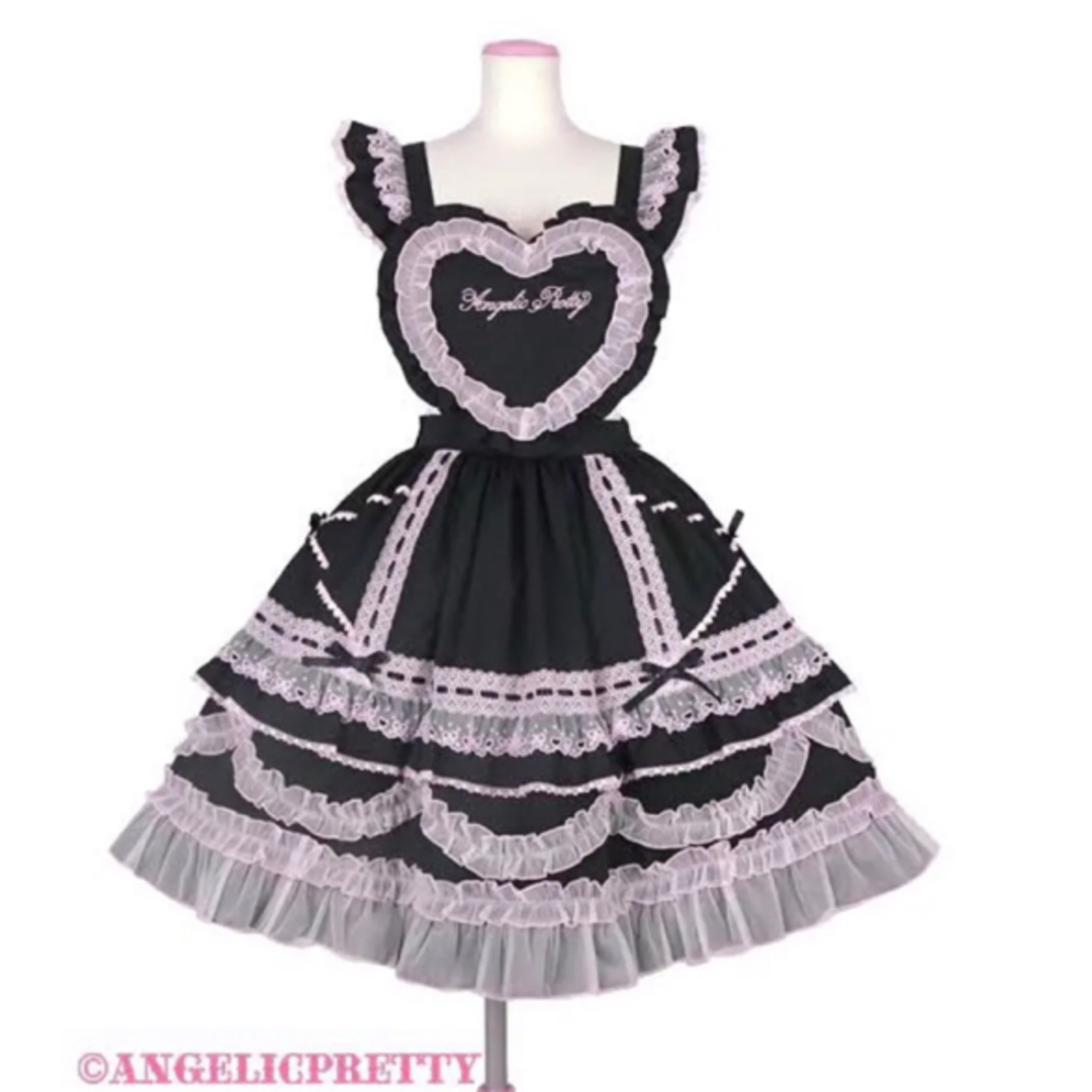 黒xピンク Angeilc Pretty Heart胸当て付スカート 本日終了P2倍50%OFF