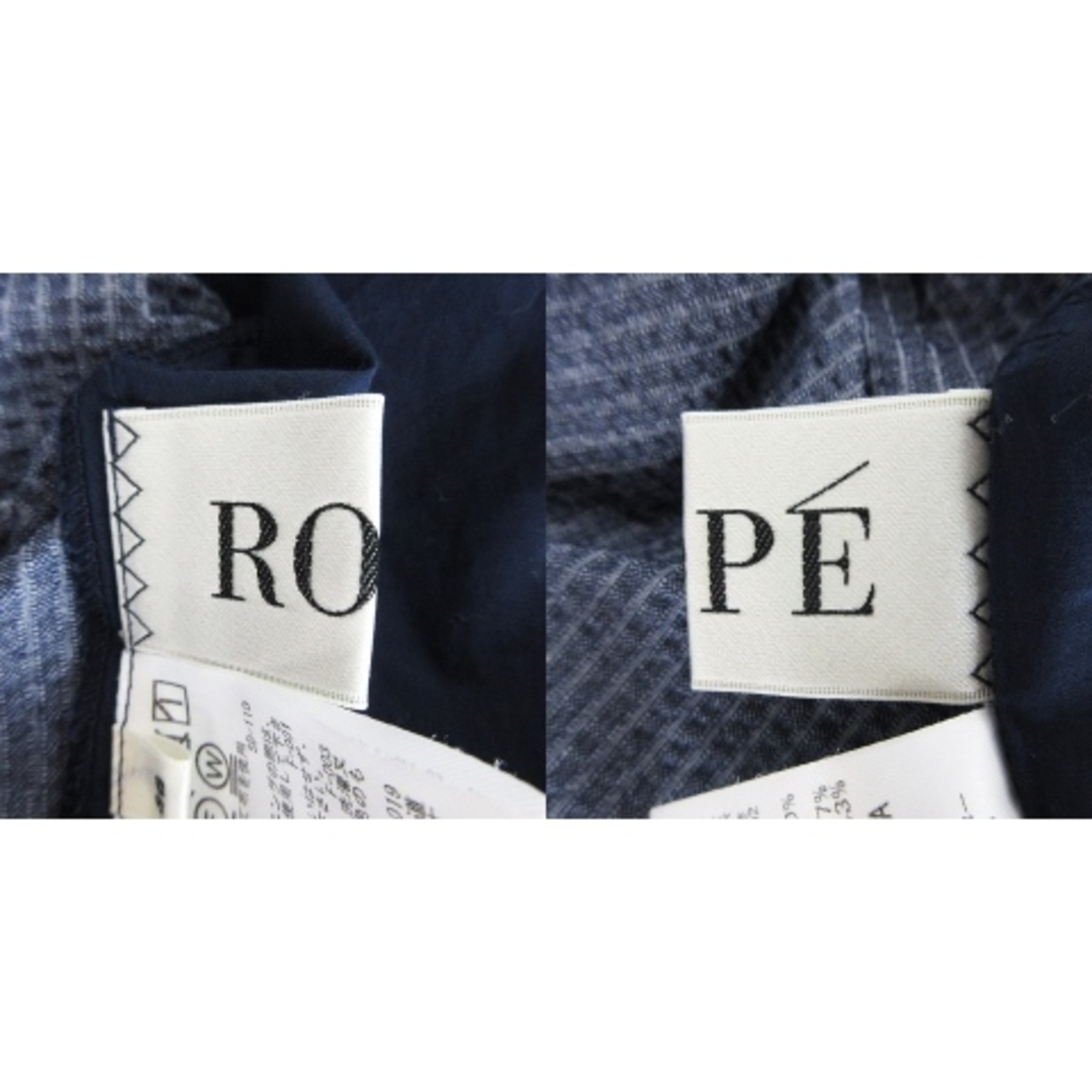 ROPE’(ロペ)のロペ ブラウス カットソー 半袖 ラウンドネック 無地 ストライプ 38 紺 白 レディースのトップス(シャツ/ブラウス(半袖/袖なし))の商品写真