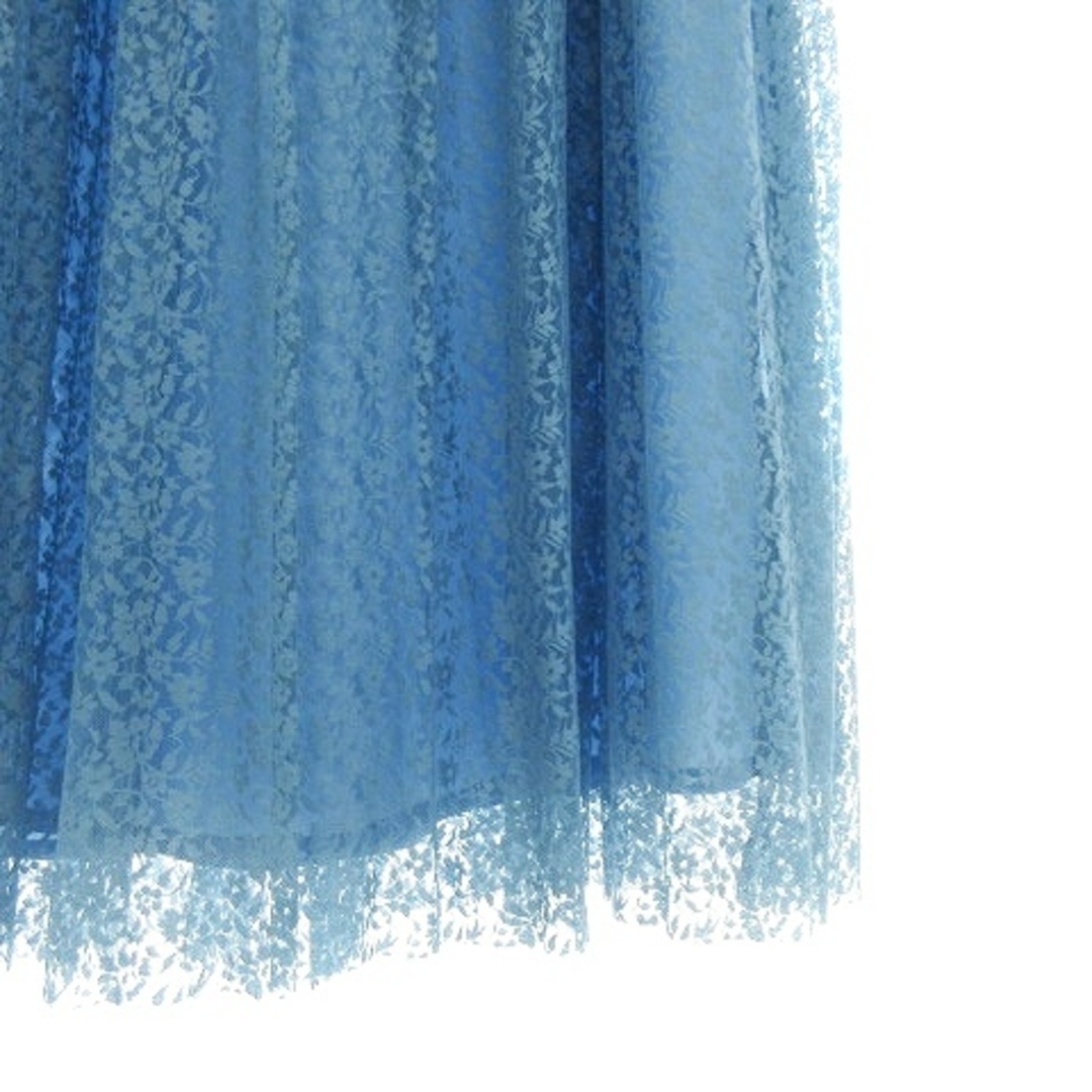 BABYLONE(バビロン)のバビロン スカート フレア ロング チュール プリーツ 薄手 総レース 36 青 レディースのスカート(ロングスカート)の商品写真