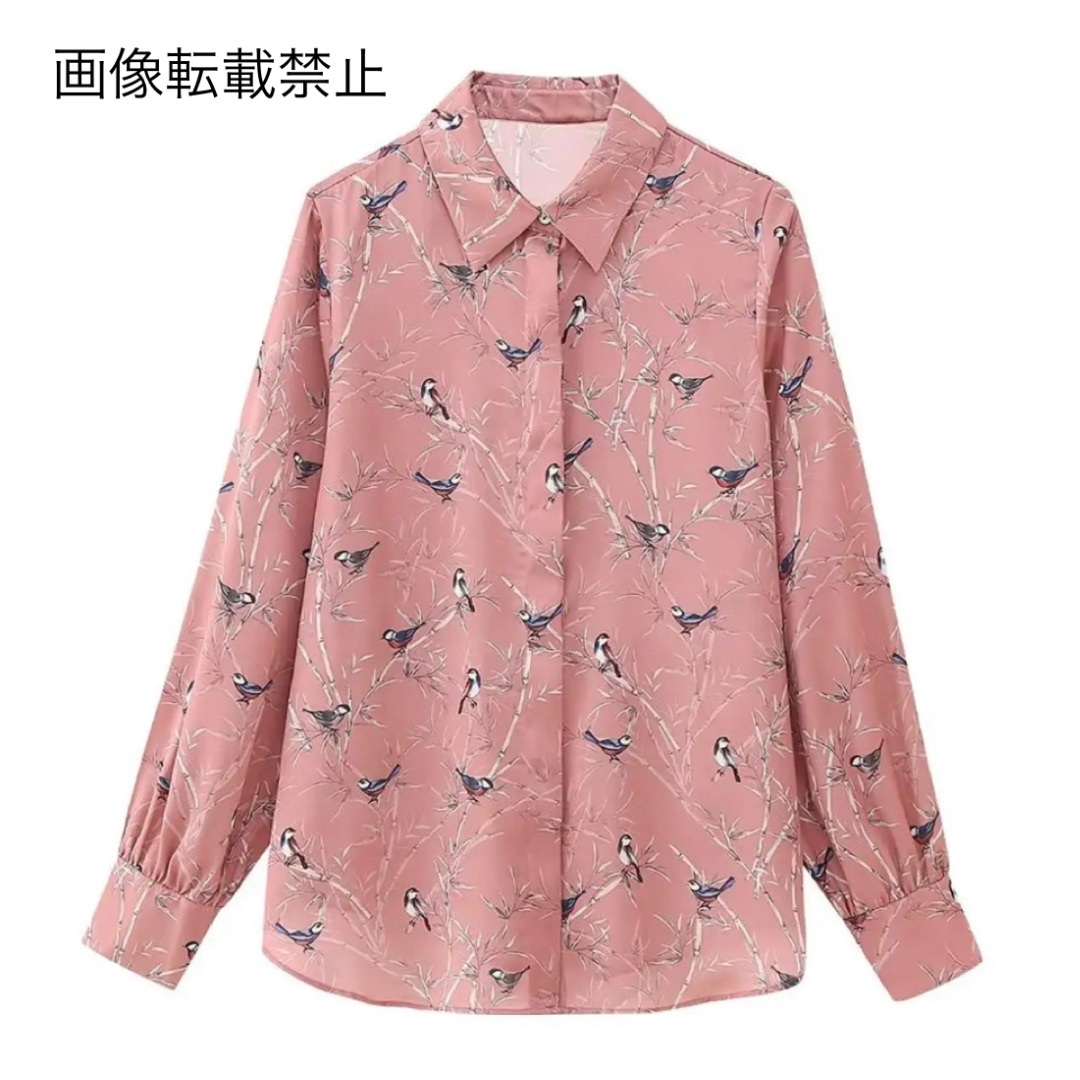 🍉8月新作👘11832◇バード 鳥 柄 シャツ ブラウスの通販 by 正規