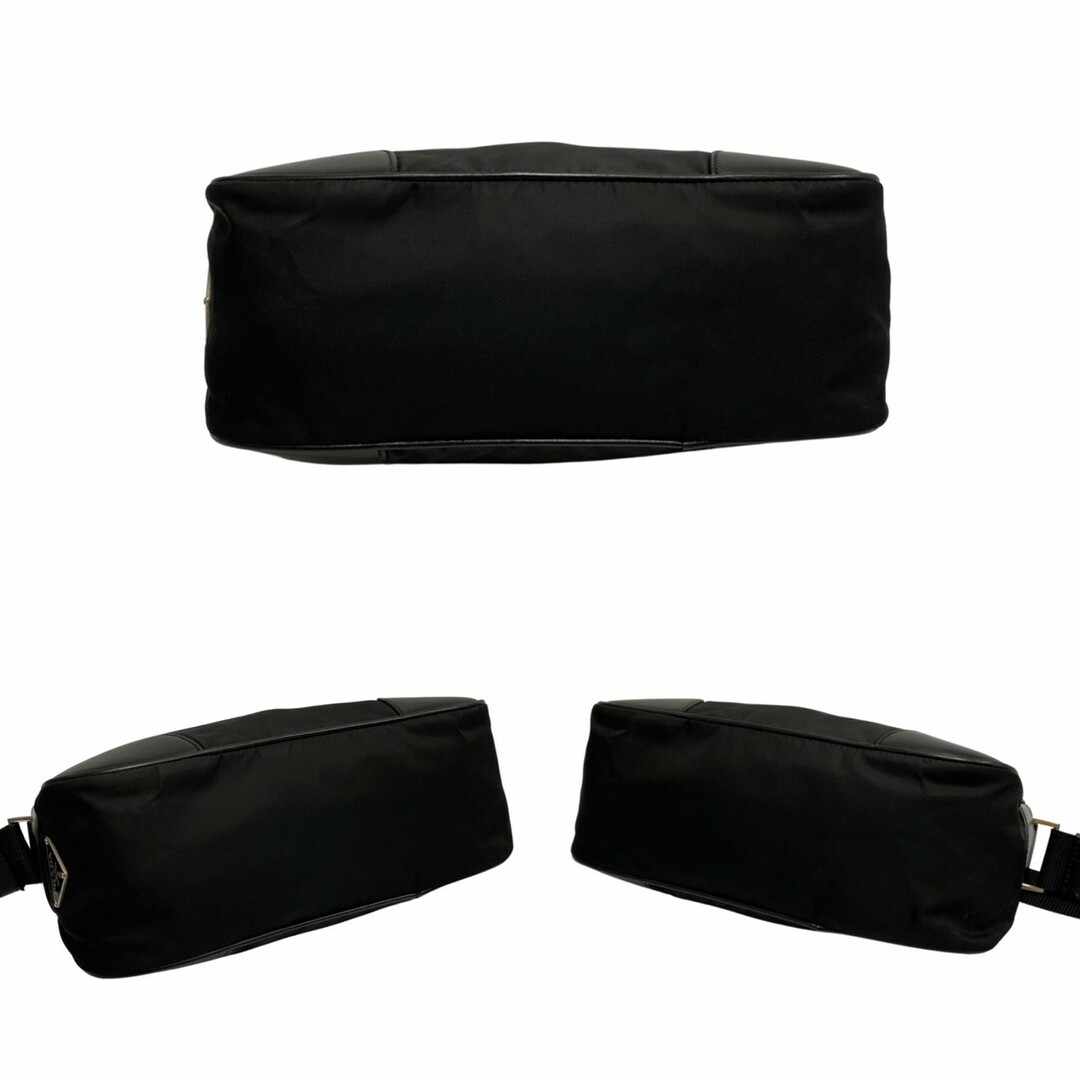 極 美品 希少品 PRADA プラダ 三角ロゴ 金具 ナイロン レザー 本革 ショルダーバッグ ポシェット サコッシュ ブラック 黒 30294