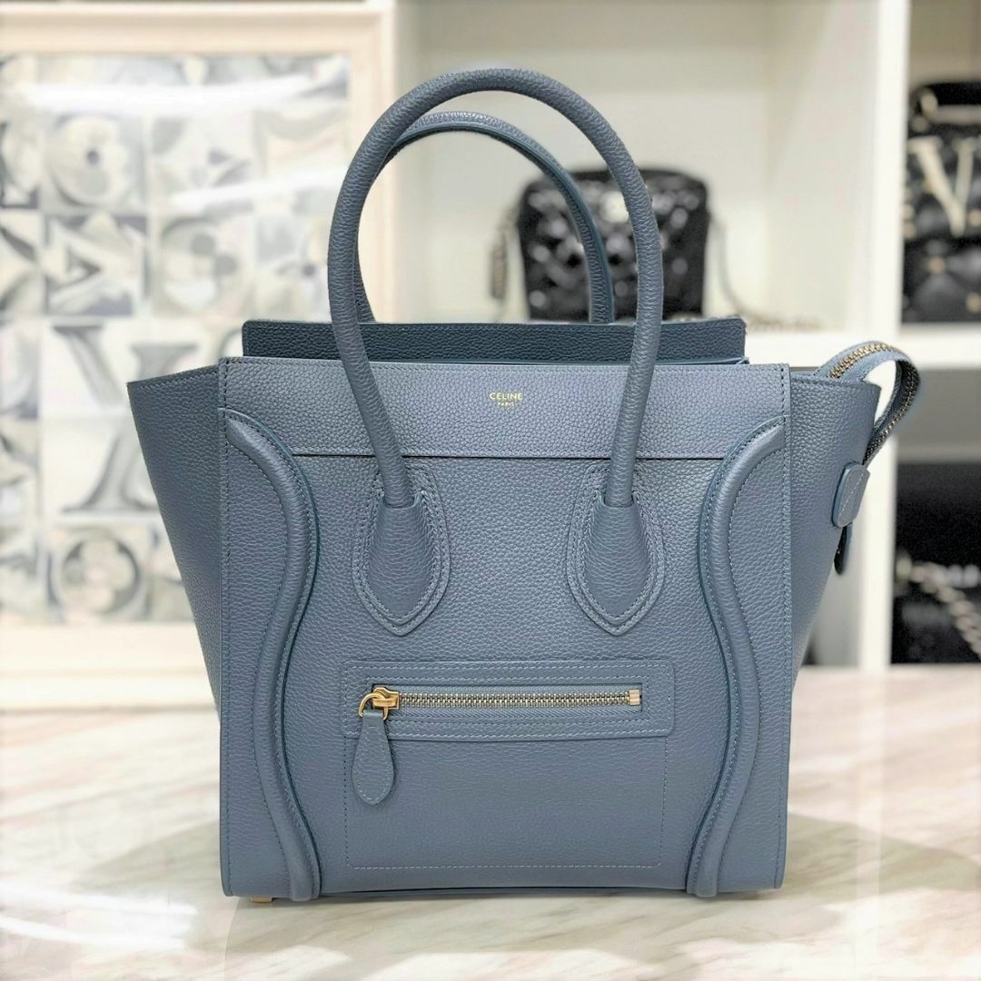 celine - 美品☆ セリーヌ ラゲージ マイクロ ブルーグレー ...