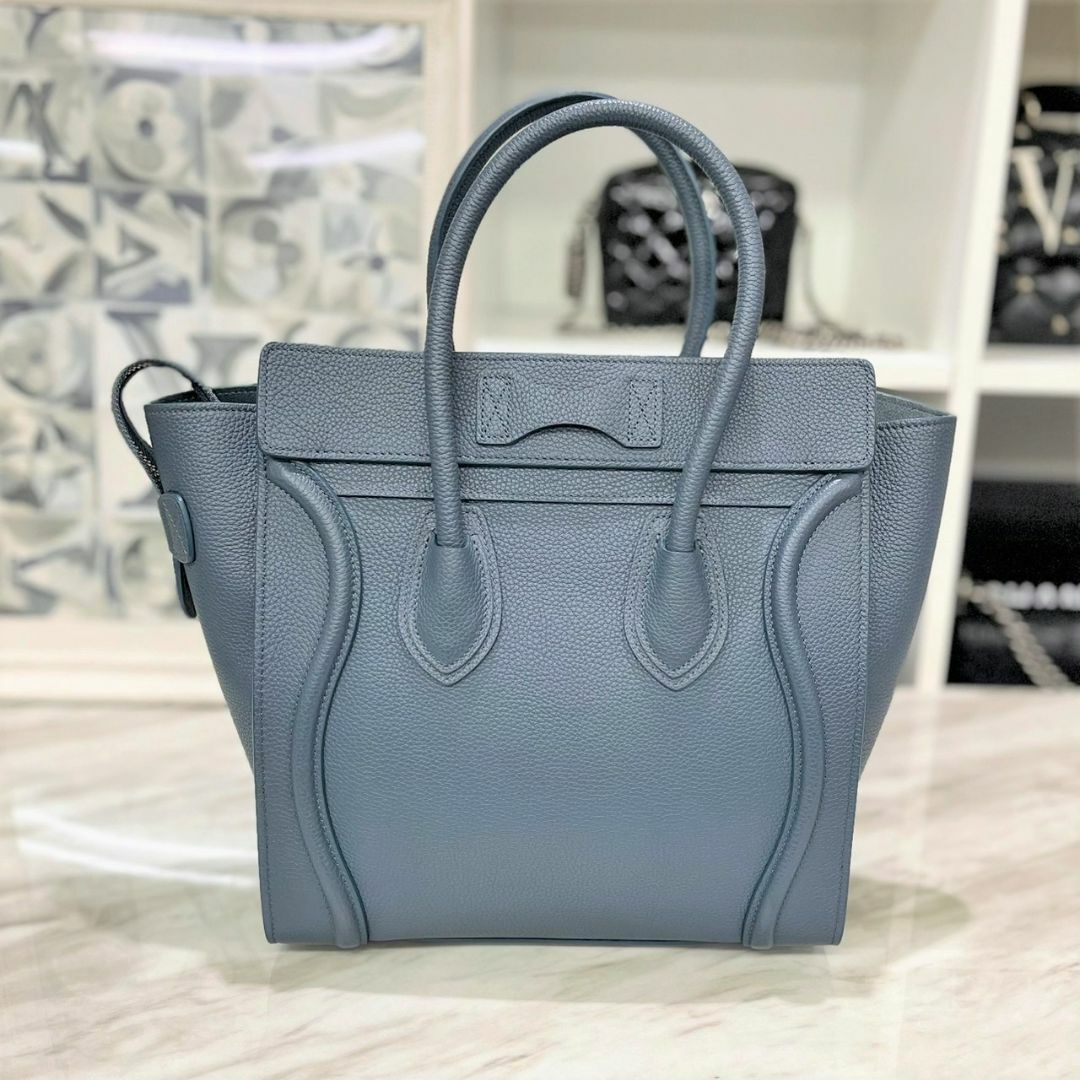 celine(セリーヌ)の美品☆　セリーヌ　ラゲージ　マイクロ　ブルーグレー　ハンドバッグ　2019年 レディースのバッグ(ハンドバッグ)の商品写真